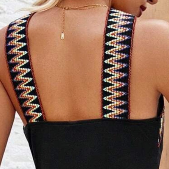 Boho Black Chevron Halter Maxi Dress - Picture 2 of 3